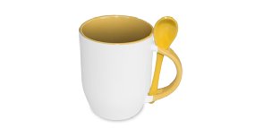 Чашка с ложкой желтая 330мл