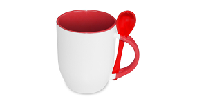 Чашка с ложкой красная 330мл