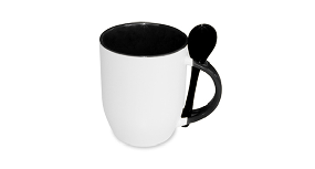 Чашка с ложкой черная 330мл