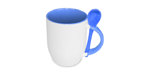 Чашка с ложкой голубая 330мл