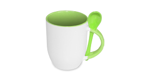 Чашка с ложкой светло-зеленая 330мл