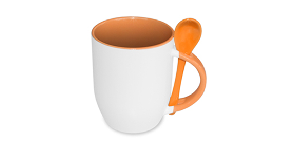 Чашка с ложкой оранжевая 330мл